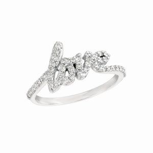 0.35 Carat Natural Diamond Love Ring Band 14K White Gold